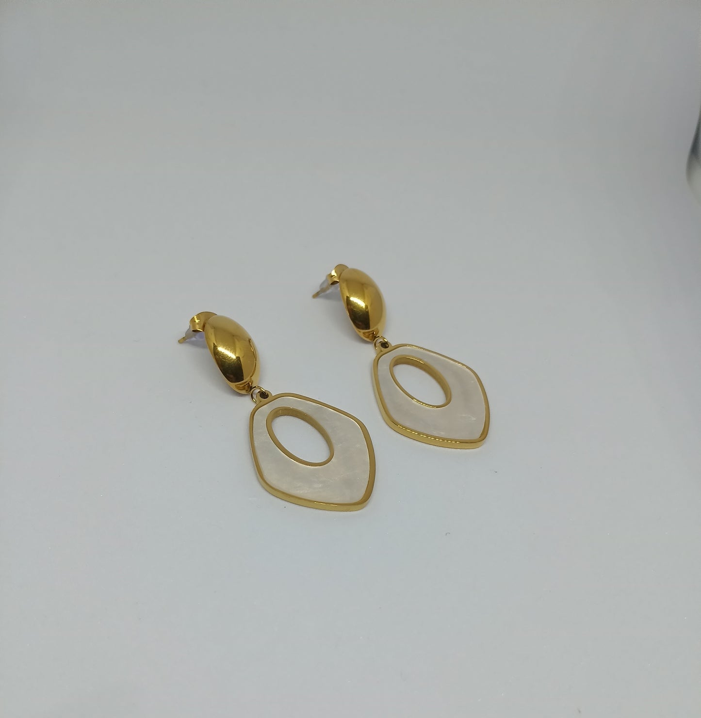 Golden White Stud Earrings