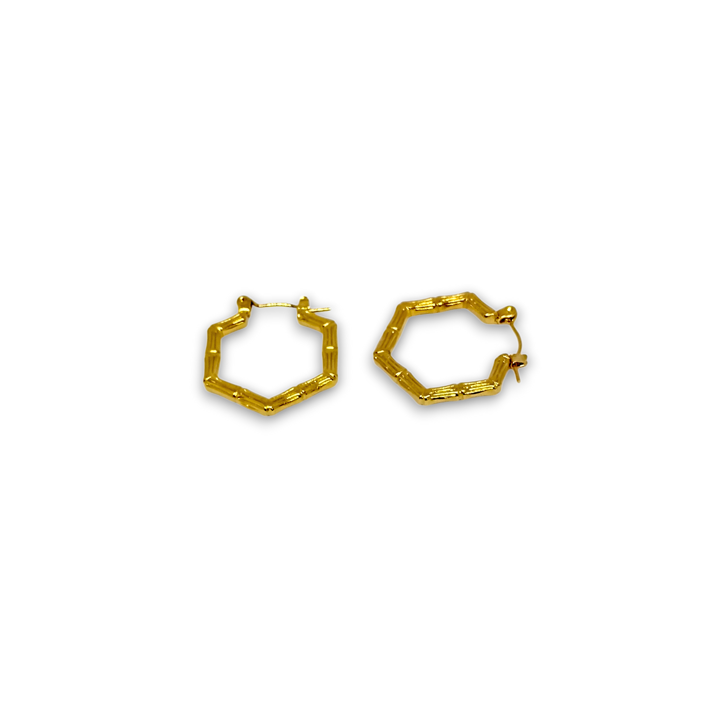 Golden hexagonal Hoop Earrings