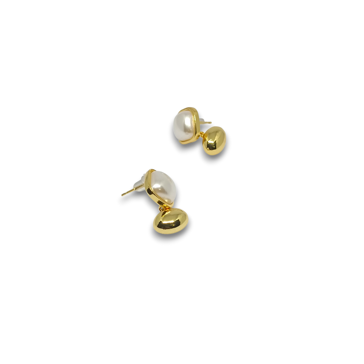 Golden Pearl Stud Earrings
