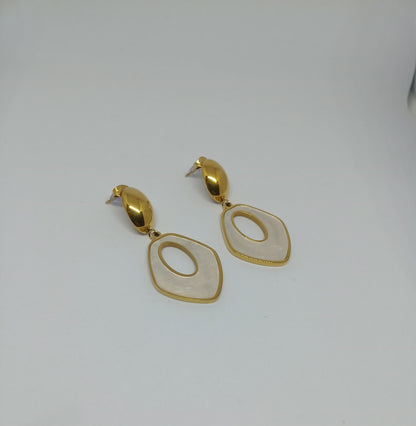 Golden White Stud Earrings