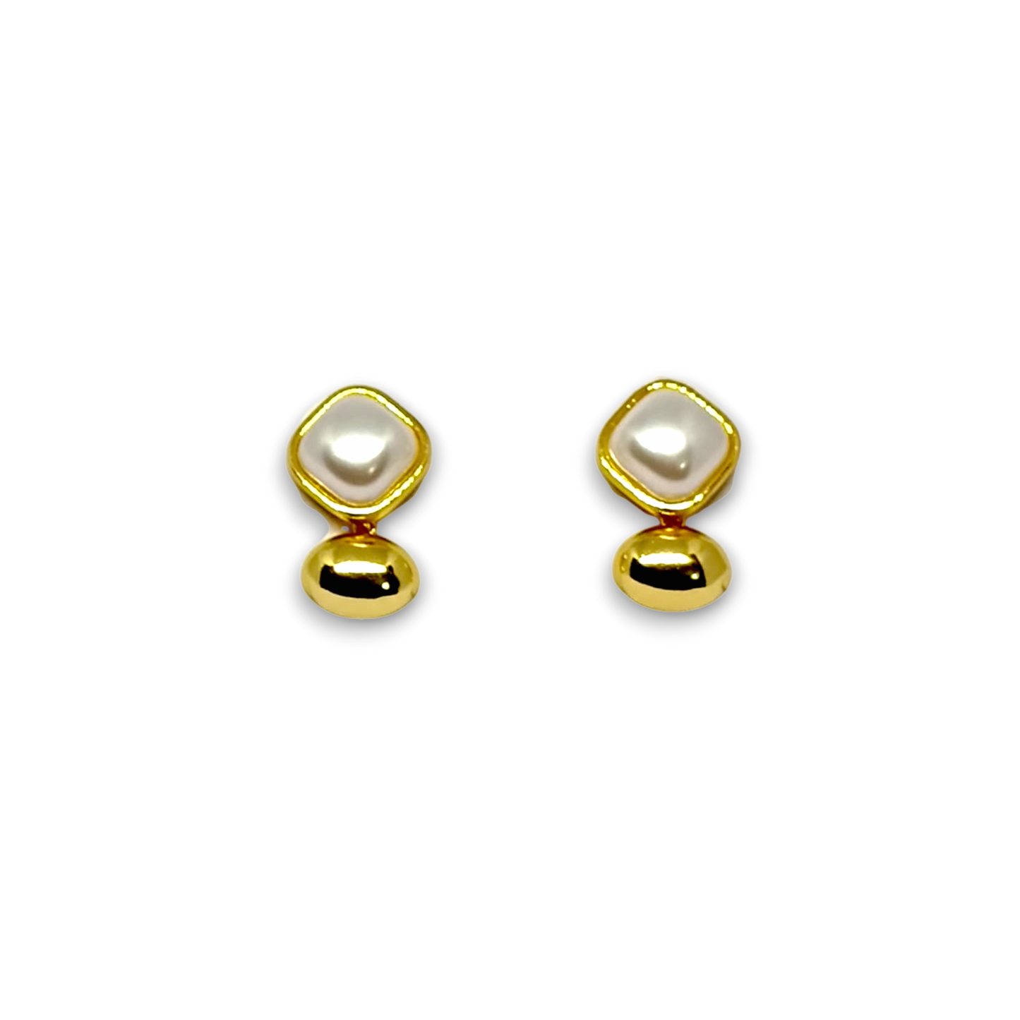 Golden Pearl Stud Earrings