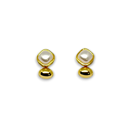 Golden Pearl Stud Earrings