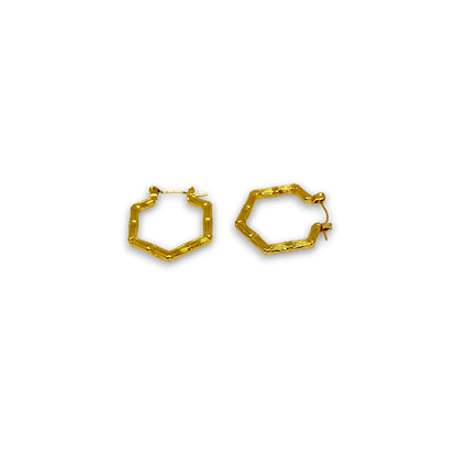 Golden hexagonal Hoop Earrings