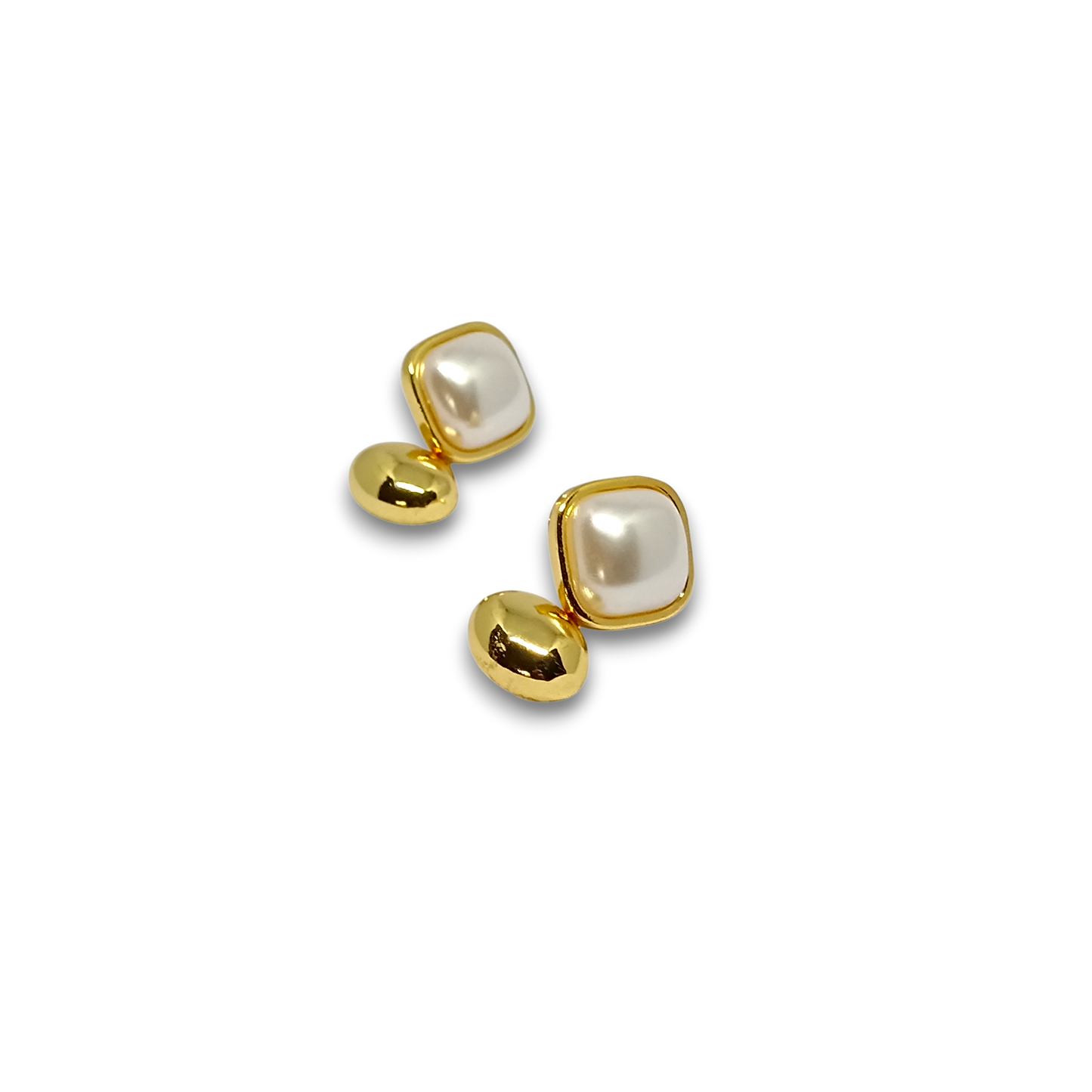 Golden Pearl Stud Earrings