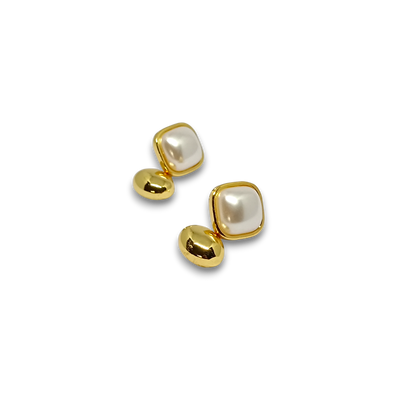 Golden Pearl Stud Earrings