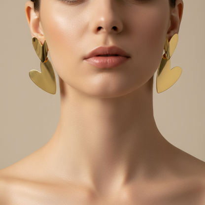 Golden Heart Shaped Earrings