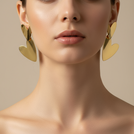 Golden Heart Shaped Earrings